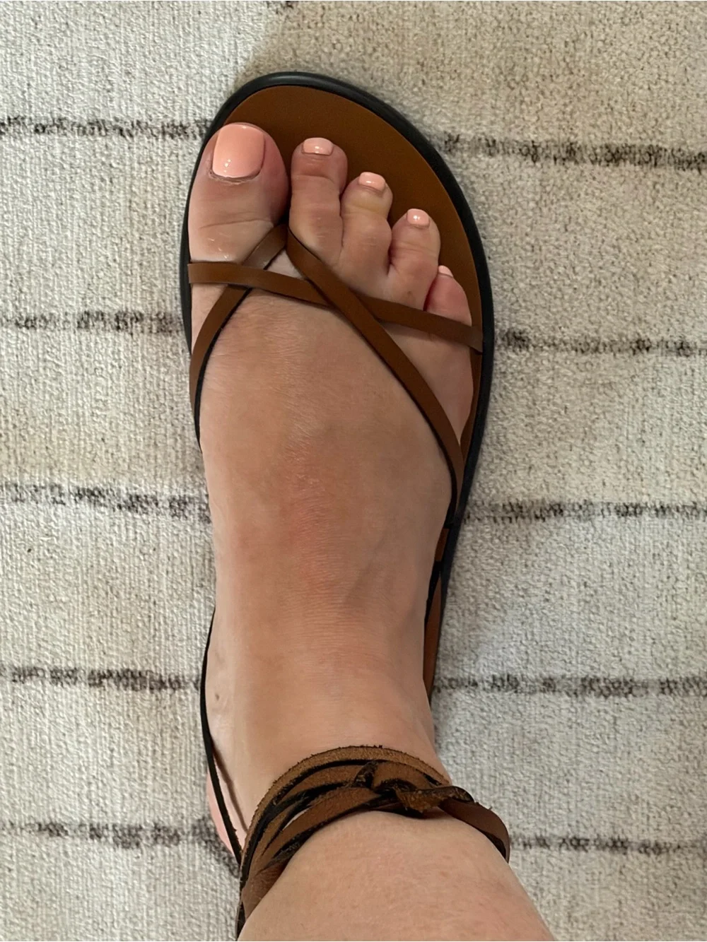 Zara Brown Strappy Wrap Flat Sandals EU 39 US 8.5 - Picture 5 of 7